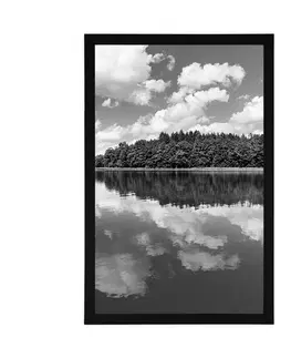 Černobílé Plakát příroda v letním období v černobílém provedení