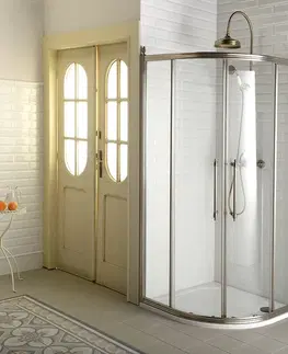 Sprchové kouty GELCO ANTIQUE čtvrtkruh. zástěna 1000x1000, posuv. dveře dvoukřídlé, ČIRÉ sklo, bronz GQ5210C