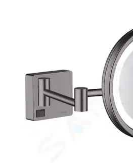 Koupelnová zrcadla HANSGROHE AddStoris Kosmetické nástěnné zrcátko s LED osvětlením, kartáčovaný černý chrom 41790340