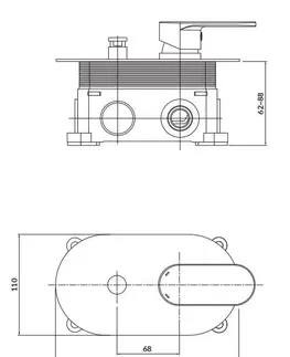 Vodovodní baterie CERSANIT Podomítková páková vanová baterie CREA, vč. montážního tělesa, černá S951-322