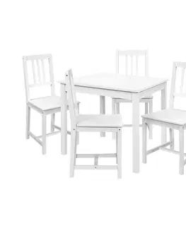 Jídelní sestavy Jídelní stůl 8842B bílý lak + 4 židle 869B bílý lak