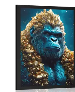 Vládci živočišné říše Plakát modro-zlatá gorila