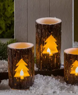 Svíčky a světelné dekorace 3 LED svíčky v dřevěném vzhledu