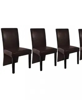 Židle Jídelní židle 4 ks umělá kůže / dřevo Dekorhome Tmavě hnědá