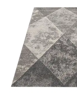 Moderní koberce Originální šedý koberec do obývacího pokoje s motivem kosočtverců