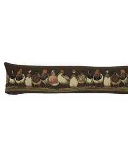 Dekorační polštáře Hnědý gobelinový dlouhý polštář s kachnami Ducks - 90*15*20cm Mars & More EVTKDUB