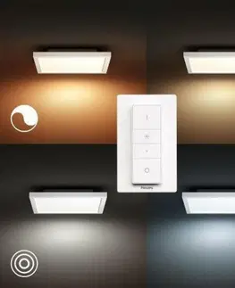 Chytré osvětlení PHILIPS HUE Hue LED White Ambiance Stropní panel Philips Aurelle BT 8719514382626 24,5W 2200lm 2200-6500K 230V, bílý čtverec 30x30cm s dálkovým ovladačem a Bluetooth