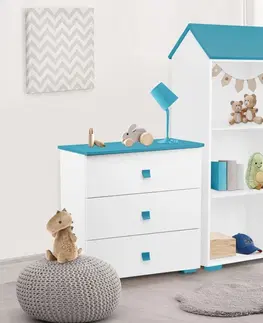 Dětský nábytek Konsimo Dětská komoda PABIS modrá/bílá