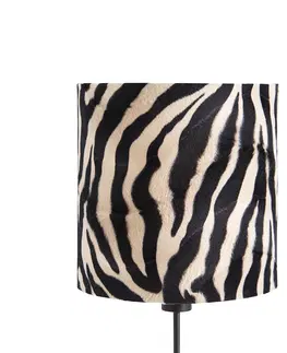 Stolni lampy Stolní lampa černý odstín zebra design 25 cm nastavitelný - Parte