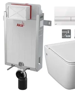 WC sedátka ALCADRAIN Renovmodul předstěnový instalační systém s bílým tlačítkem M1710 + WC JIKA PURE + SEDÁTKO SLOWCLOSE AM115/1000 M1710 PU2