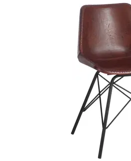 Jídelní stoly Hnědá designová židle Mocus potažená koženkou s kovovou konstrukcí - 46*49*79 cm J-Line by Jolipa 80391