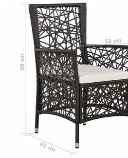 Zahradní křesla a židle Zahradní židle 2 ks polyratan Dekorhome Hnědá
