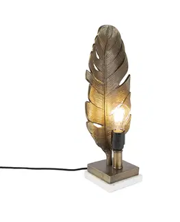 Stolni lampy Art deco stolní lampa bronzová s mramorovou základnou - Leaf
