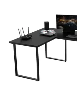 Herní stoly Expedo Počítačový rohový stůl NAVI, 200/135x76x65, černá