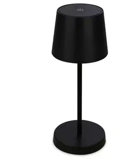 LED stolní lampy BRILONER LED nabíjecí stolní lampa 26 cm 2,6W 150lm černá IP44 BRILO 7423015