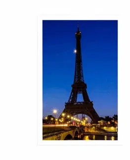 Města Plakát Eiffelova věž v noci