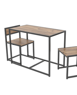Jídelní sety Jídelní set stolu a dvou židlí ALAVUS, atlantská borovice/černá