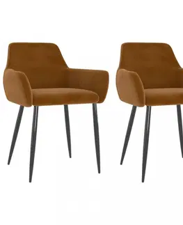 Židle Jídelní židle 2 ks samet / kov Dekorhome Černá