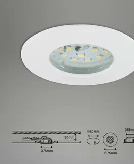 Bodovky do podhledu na 230V BRILONER LED vestavné svítidlo, pr. 7,5 cm, bílé IP44 BRI 7204-016