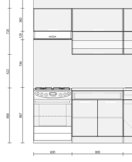 Kuchyňské linky Kuchyně RUTHIN 180/240 cm, bílý lesk/grafit mat