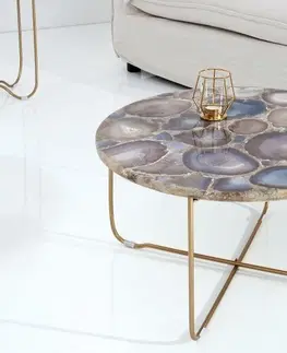 Designové a luxusní konferenční stolky Estila Luxusní Achátový konferenční stolek Jaspis 62cm