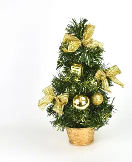 Vánoční dekorace Vánoční stromek zdobený Lisa zlatá, 30 cm