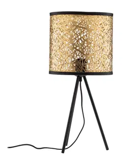 Stolní lampy Lindby Lindby Yonah stolní lampa černá zlatá třínožka