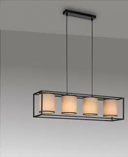Retro závěsná svítidla LEUCHTEN DIREKT is JUST LIGHT LED závěsné svítidlo látkové stínidlo 4 ramenné černá jednoduchý design LD 15305-18