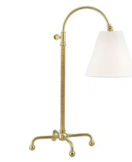 Lampy na noční stolek HUDSON VALLEY stolní lampa CURVES NO. 1 mosaz/textil staromosaz/bílá E27 1x40W MDSL502-AGB-CE