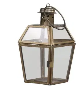 Zahradní lampy Bronzová antik kovová lucerna Laspio - 8*8*17cm Chic Antique 25056113 (25561-13)