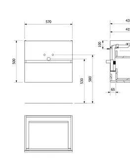 Koupelnový nábytek SAPHO ODETTA umyvadlová skříňka 57x50x43,5cm, dub stříbrný DT060-1111