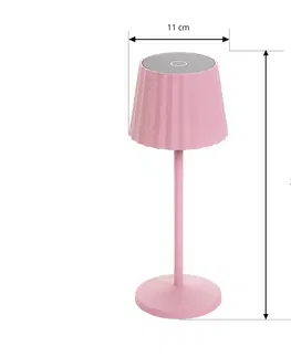 Venkovní osvětlení terasy Lindby Nabíjecí stolní lampa Lindby LED Esali, růžová