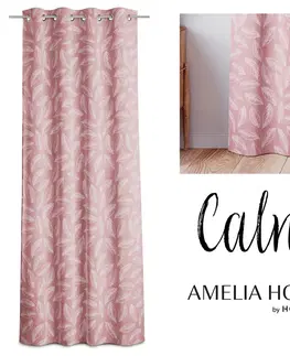 Záclony Závěs AmeliaHome Calm s průchodkami 140x250 růžový