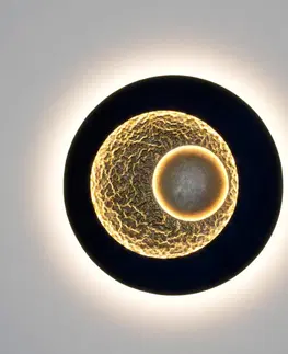 Nástěnná svítidla Holländer Nástěnné svítidlo Urano LED, hnědočerná/zlatá, Ø 60 cm, železo