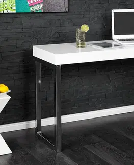 Pracovní stoly Psací stůl ASTERIOS Dekorhome Bílá / stříbrná