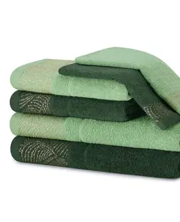 Ručníky AmeliaHome Sada 6 ks ručníků BELLIS klasický styl zelený