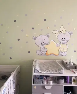 Samolepky na zeď Dětské samolepky na zeď - Medvídci s hvězdičkou a se jménem holčičky