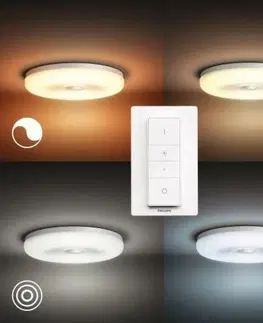 Chytré osvětlení PHILIPS HUE Hue LED White Ambiance Stropní koupelnové svítidlo Philips Struana BT 8719514341012 32W 2400lm 2200-6500K IP44 24V, bílé s dálkovým ovladačem a Bluetooth