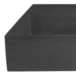 Umyvadla SAPHO QUADRADO betonové umyvadlo včetně výpusti, 96x44cm, 2 otvory, černý granit AR473