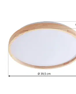 Inteligentní stropní svítidla Lindby Lindby Mirren LED stropní, dřevo Ø39,5cm smart