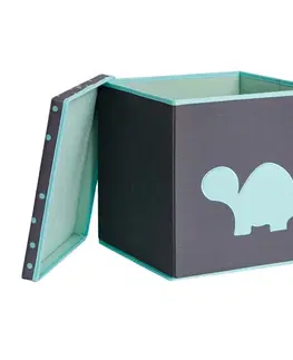 Boxy na hračky LOVE IT STORE IT - Úložný box na hračky s krytem - šedý, zelená želva