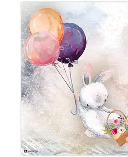 Obrazy do dětského pokoje Obraz pro děti - Zajíček s balony