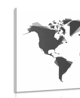 Obrazy mapy Obraz abstraktní mapa světa v černobílém provedení