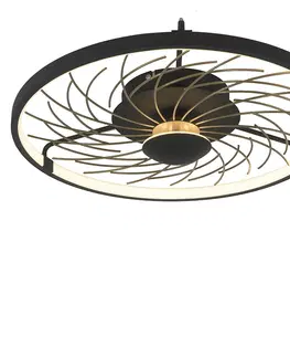 Stropni svitidla Designové stropní svítidlo černé se zlatým 3stupňovým stmíváním - Spaak