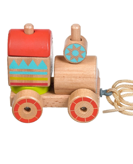 Hračky LUCY & LEO - Dřevěná tahací mašinka – skládačka 6 dílů