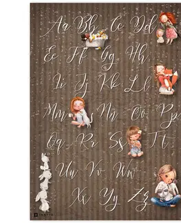 Obrazy do dětského pokoje Obrazová tabulka do dětského pokoje s abecedou v hnědém