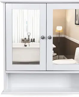Koupelnové skříňky Koupelnová skříňka bílá se zrcadlem 56x58 cm