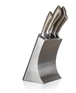 Kuchyňské nože Banquet Sada nožů Metallic Platinum, 5 ks a nerezový stojan