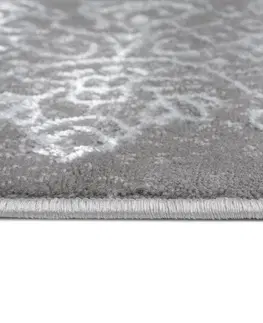 Moderní koberce Moderní koberec v šedé barvě s orientálním vzorem v bílé barvě