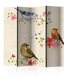 Paravány Paraván Bird Song Dekorhome 225x172 cm (5-dílný)